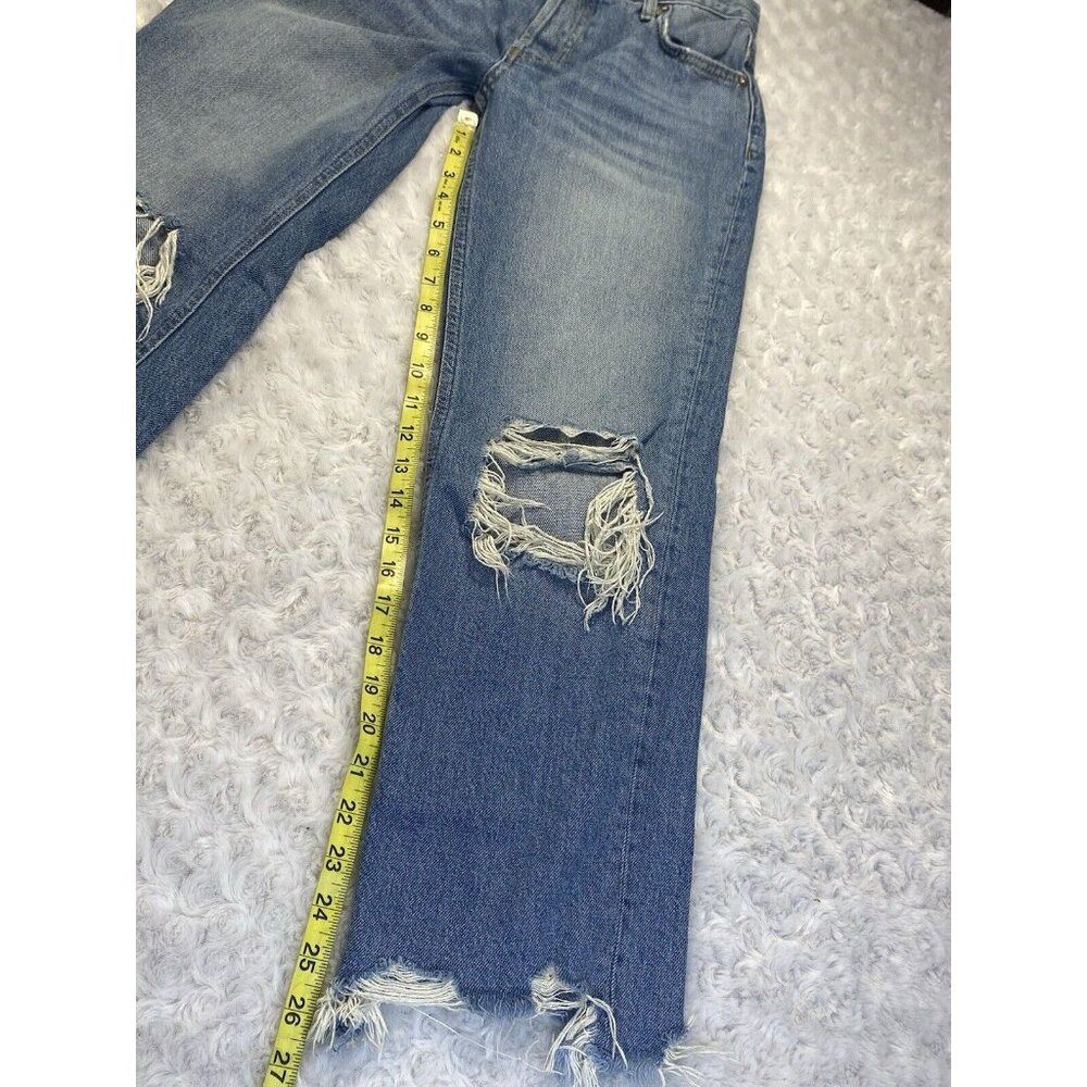 Free People Jeans Women's 25 Mid Rise Straight Leg Denim Distressed Button Fly - Picture 6 of 11